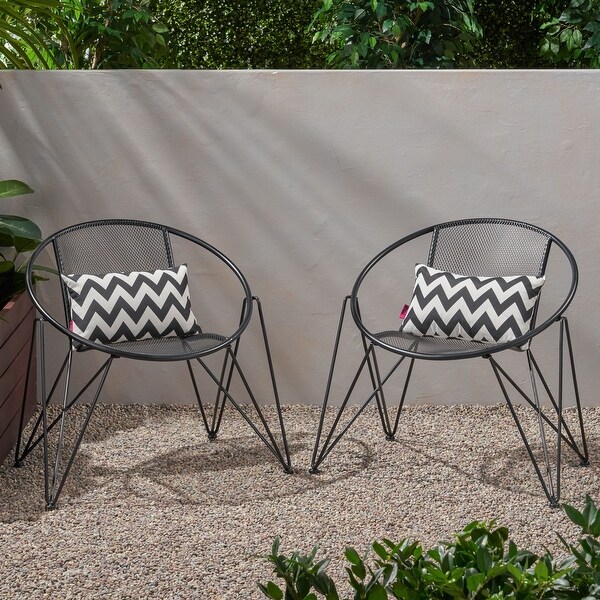 Outdoor Iron Frame Chairs with Mesh Design，Hairpin Legs