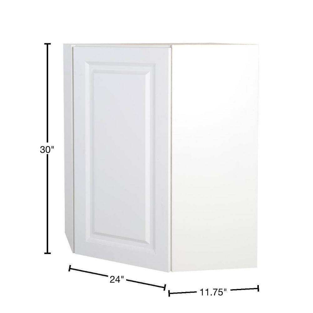 Hampton Bay Benton Assembled 23.6x30x23.6 in. Corner Wall Cabinet in White BT2430C-WH