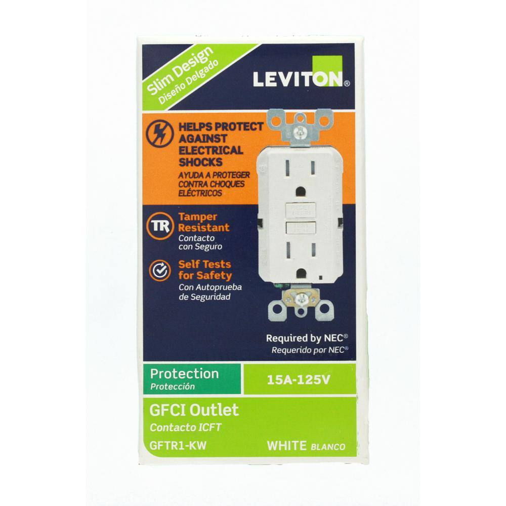 Leviton 15 Amp 125-Volt Duplex SmarTest Self-Test SmartlockPro Tamper Resistant GFCI Outlet White R92-GFTR1-0KW