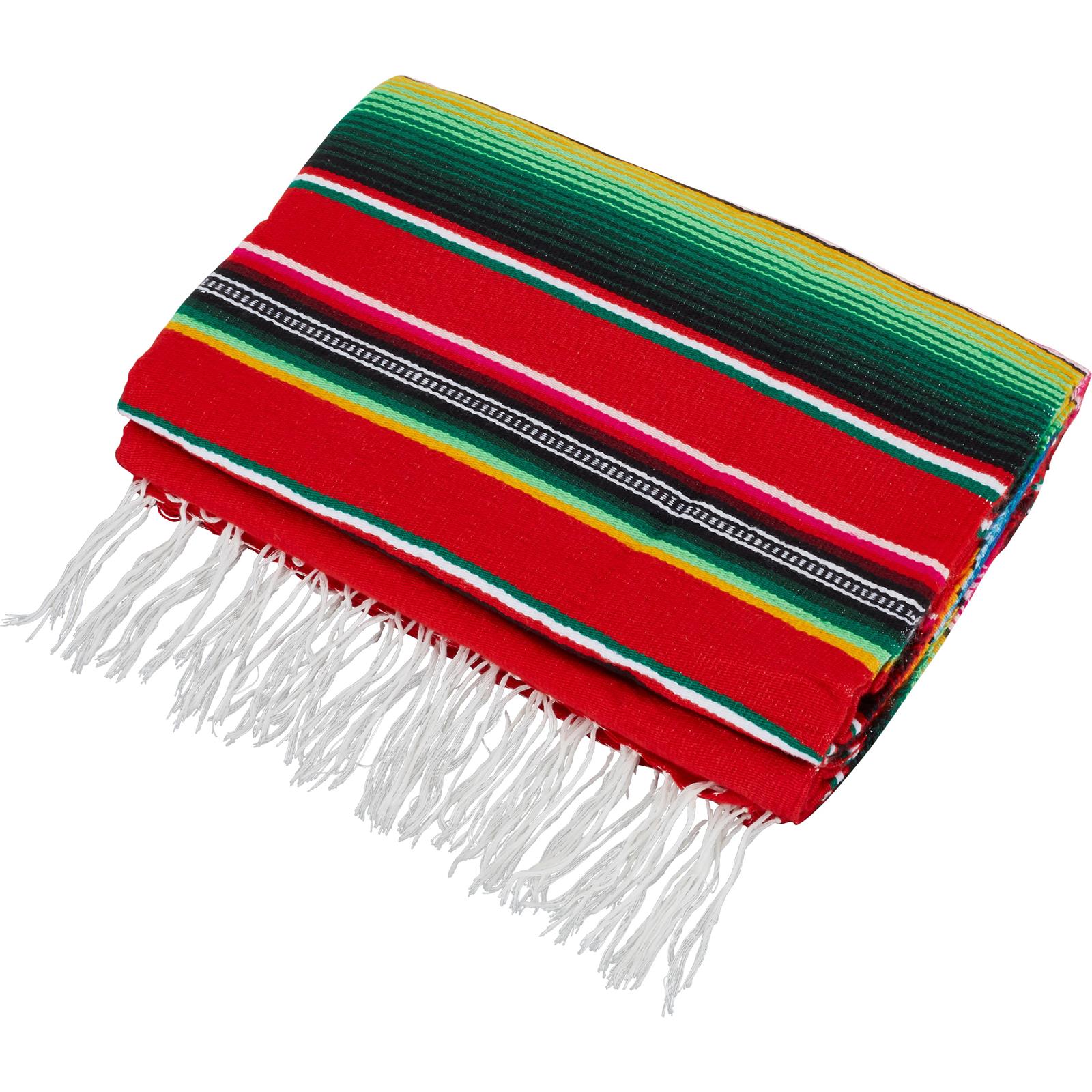 Red Serape Mexican Blanket for Custom Seat Cover， 84 x 64 Inch