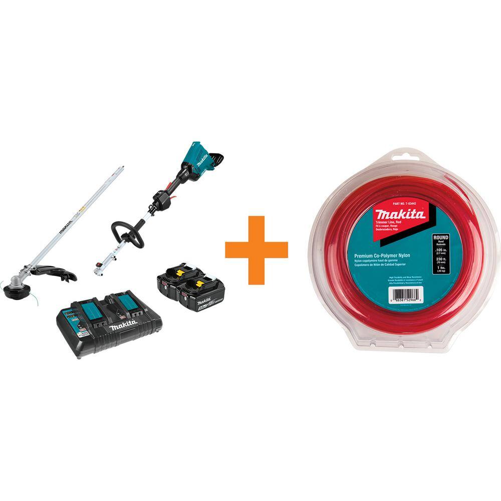 Makita 18V X2 (36V) LXT Brushless Couple Shaft Power Head Kit with Trimmer Attachment with Bonus Round Trimmer Line XUX01M5PTT03442