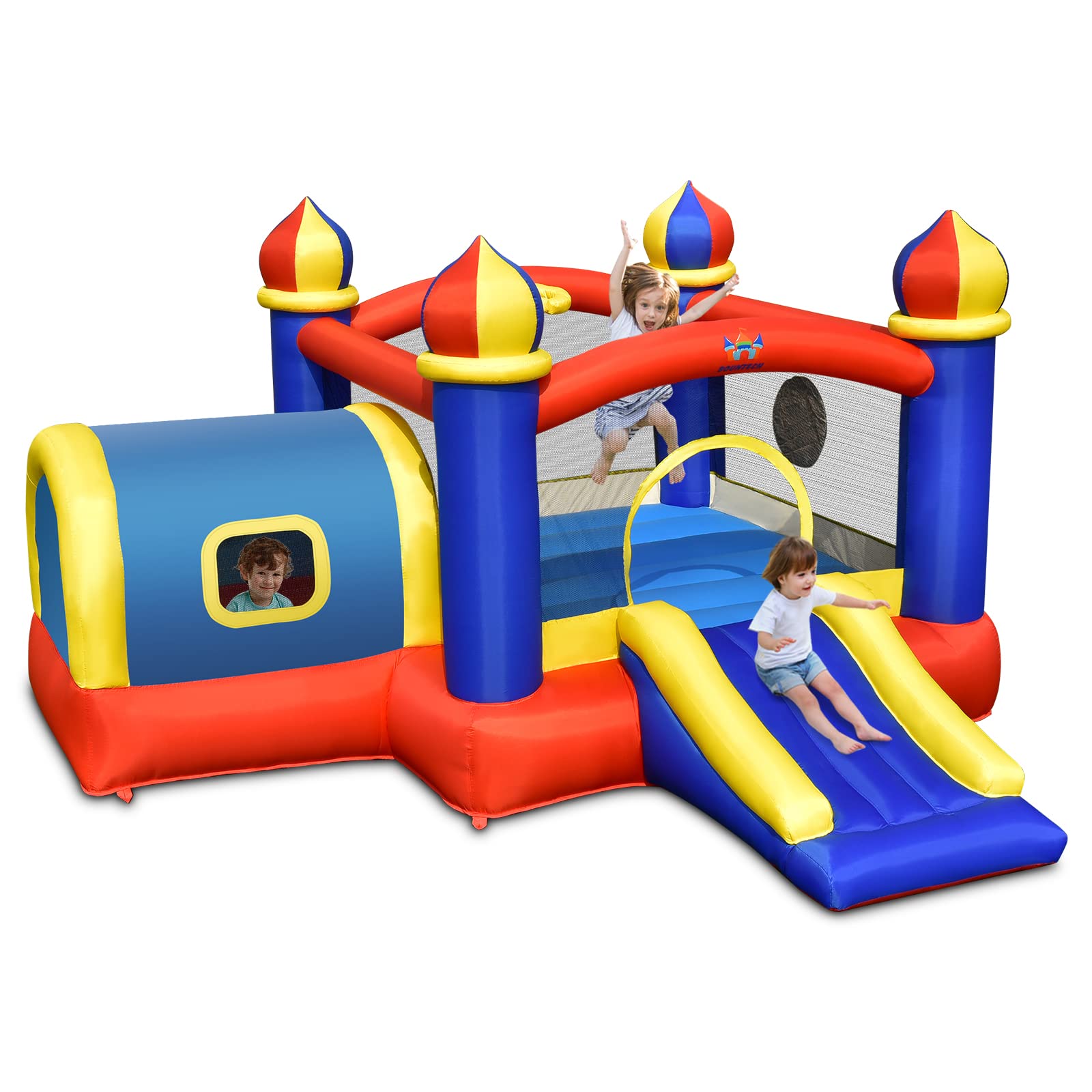 Costzon Inflatable Bounce House, 5 in 1 Bouncy Castle for Kids Indoor Outdoor with Playhouse,