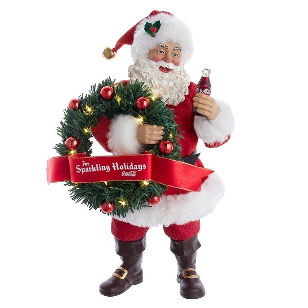 Kurt Adler 10.5Inch Fabriché™ CocaCola® Battery Operated Santa With Lighted Wreath