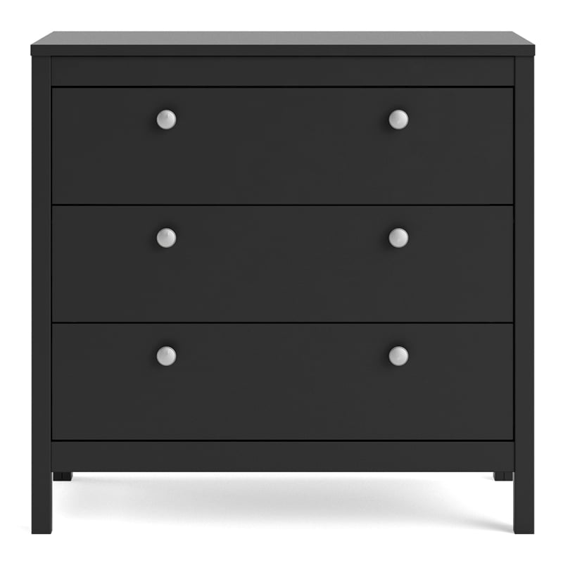 Madrid 3 Drawer Chest, Black Matte