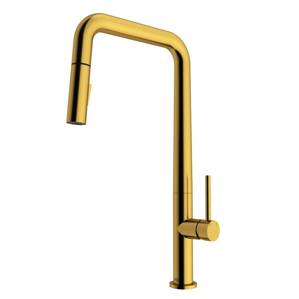 VIGO Parsons Single Handle Pull-Down Sprayer Kitchen Faucet in Matte Brushed Gold VG02031MG