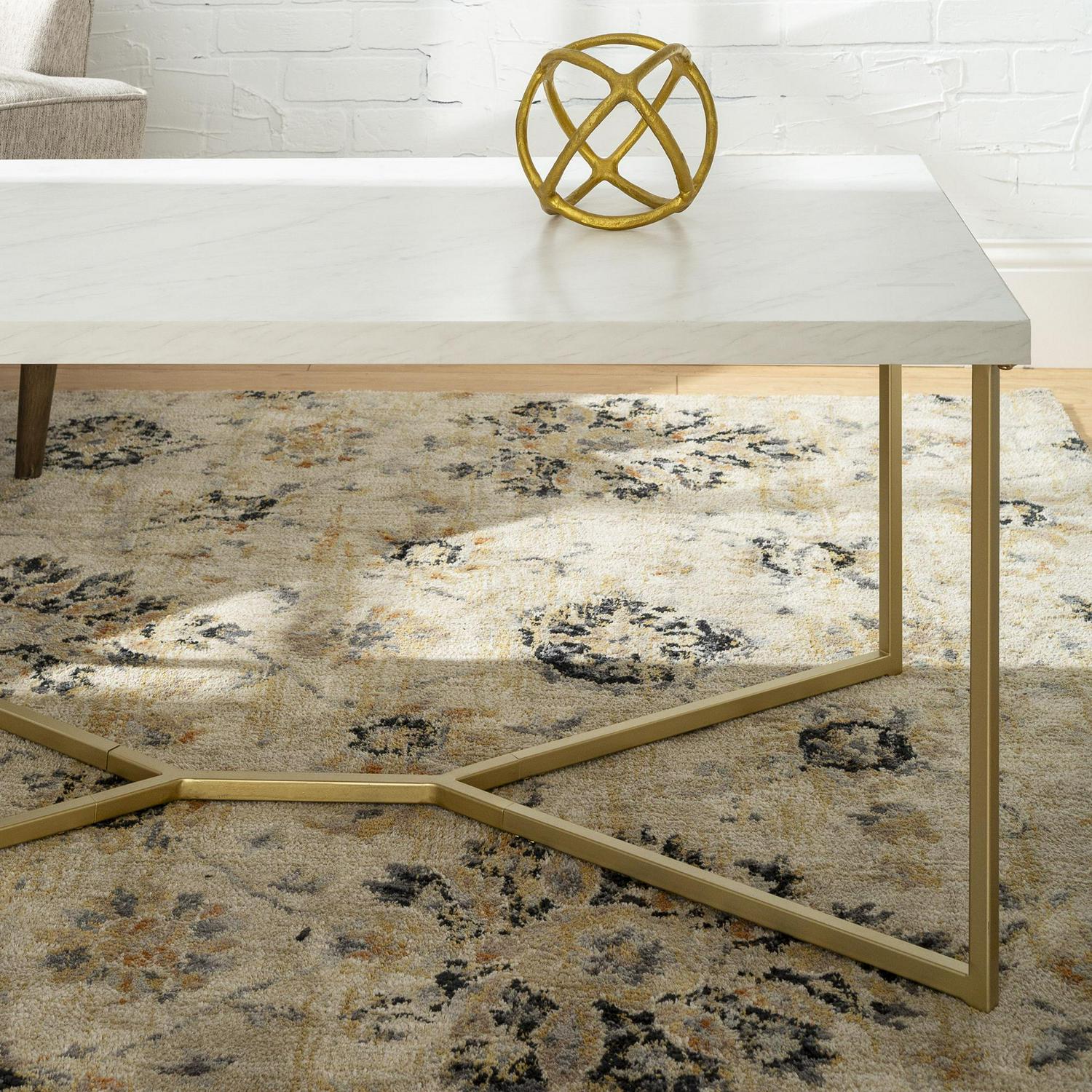 Ember Interiors Diana YLeg Coffee Table White Faux Marble