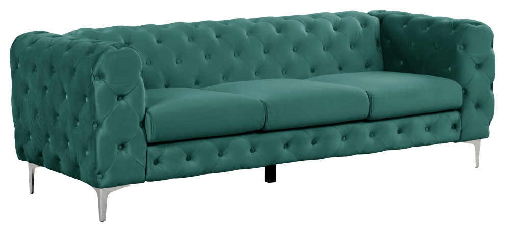 UFE 3 Piece Velvet Standard Foam Living Room Set  85.5  x27 x27Upholstered Sofa   Midcentury   Sofas   by US Furnishings Express  Houzz