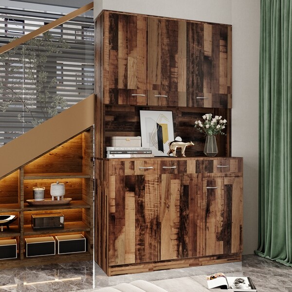 Wardrobe with 6-Doors， 1-Open Shelves and 1-Drawer - - 37065678