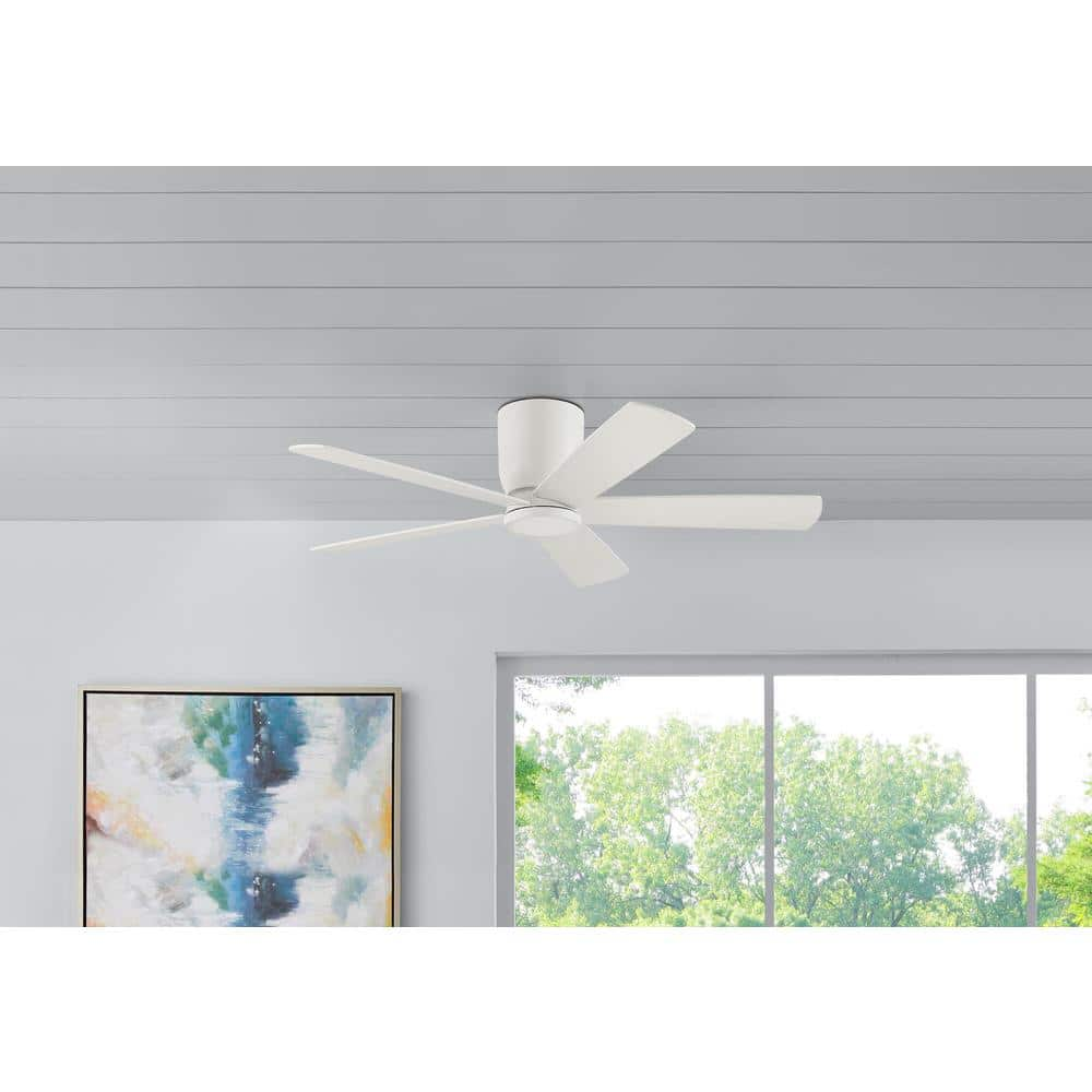 Home Decorators Collection Britton 52 in. Integrated LED Indoor Matte White Ceiling Fan with Light Kit and Remote Control SW19110 MWH