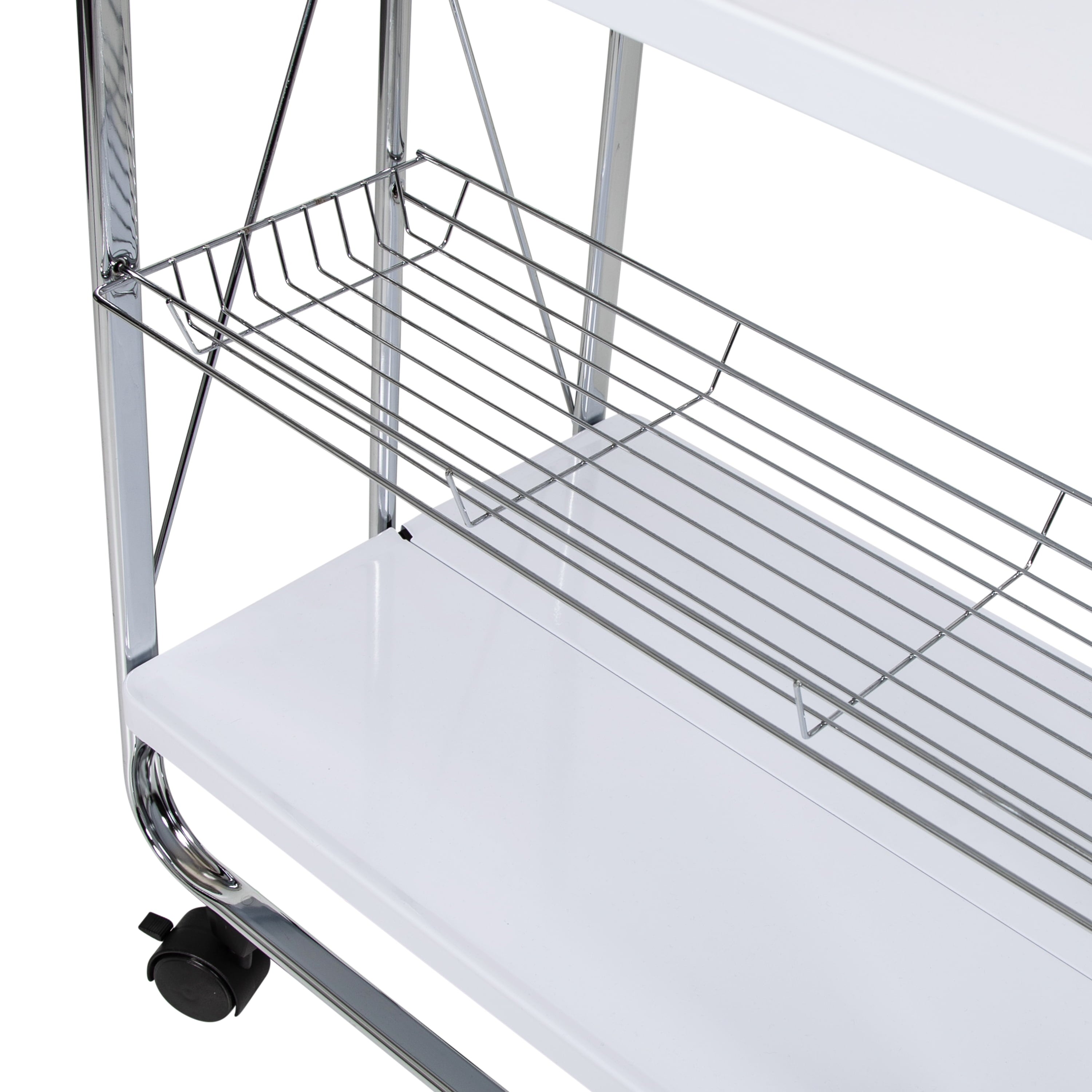 Honey-Can-Do Foldable Kitchen Cart， White/Chrome