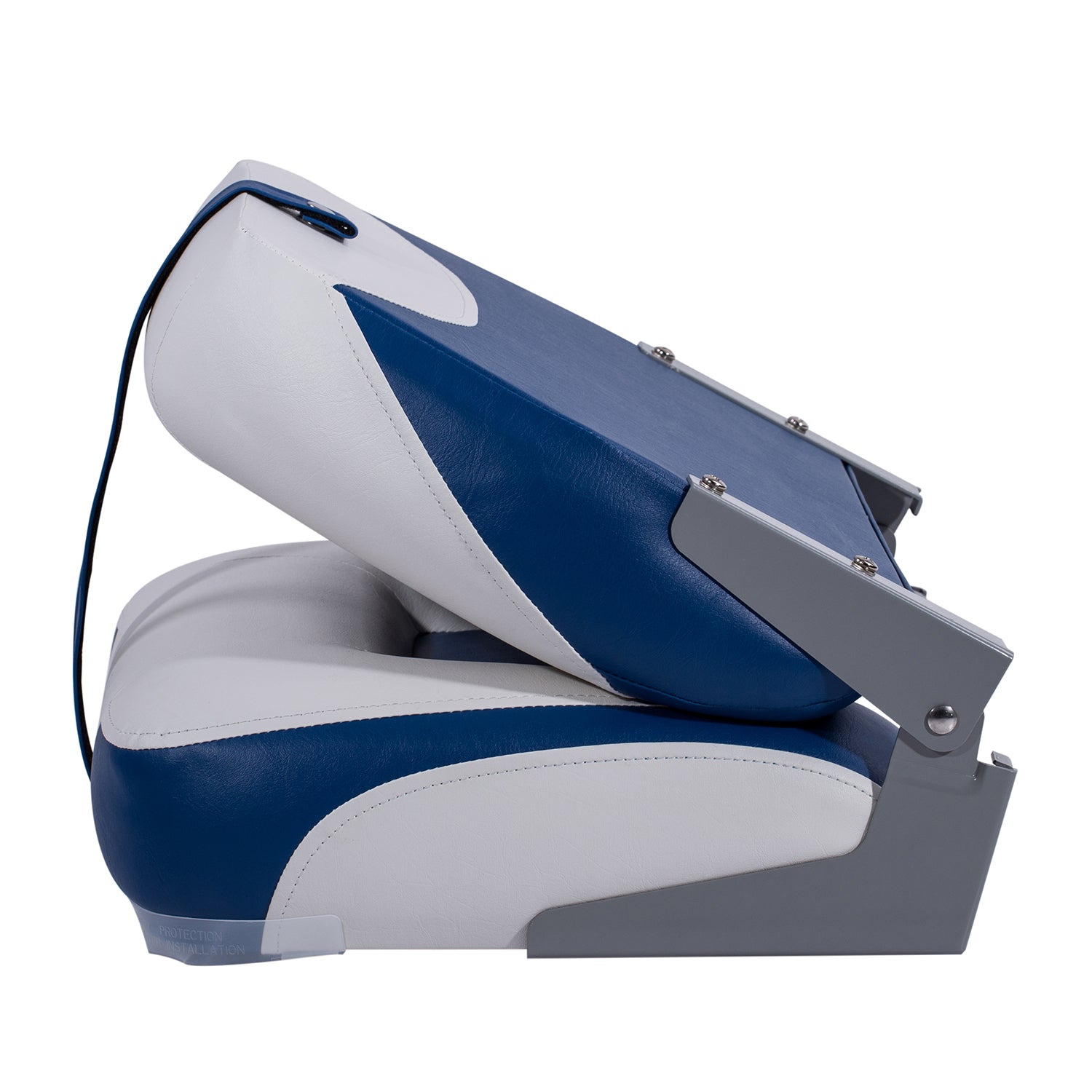 NORTHCAPTAIN Deluxe White/Pacific Blue Low Back Folding Boat Seat， 2 Seats