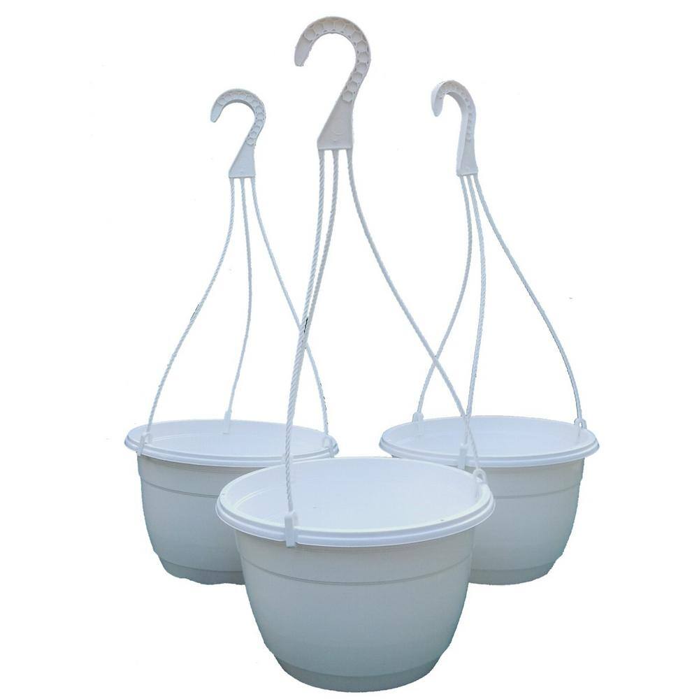 TEKU 10 in. Dia White Plastic Hanging Basket (3-pack) MAN258173