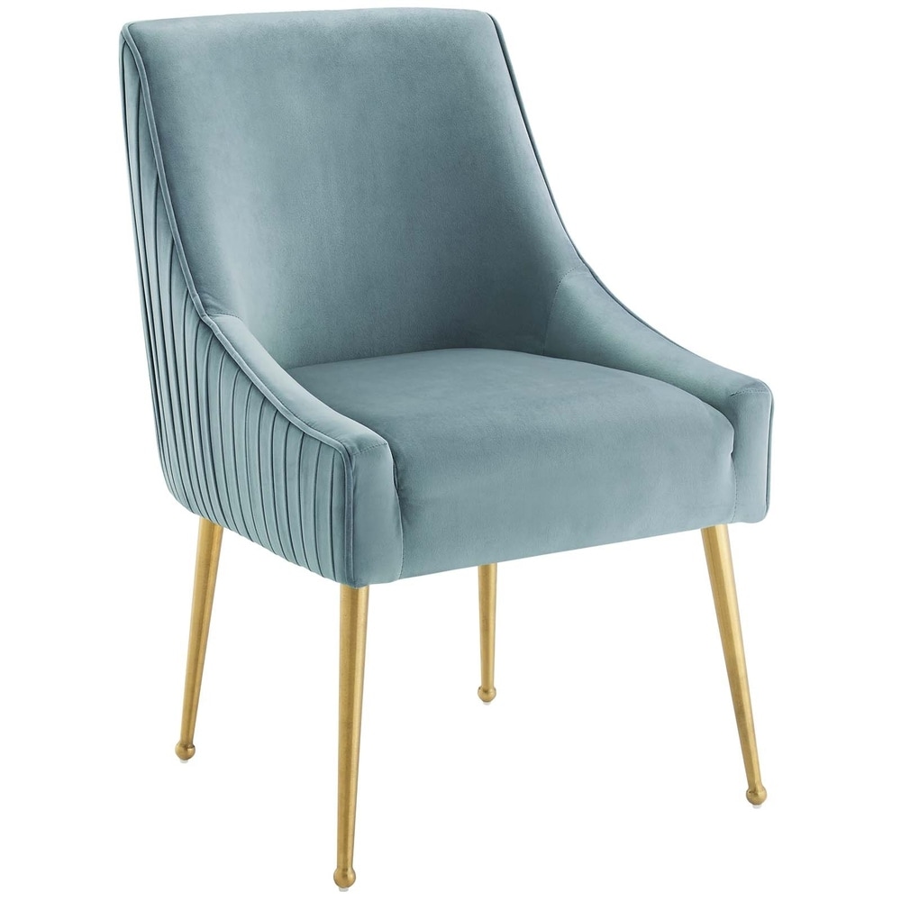 Pleated Back Upholstered Performance Velvet Dining Chair