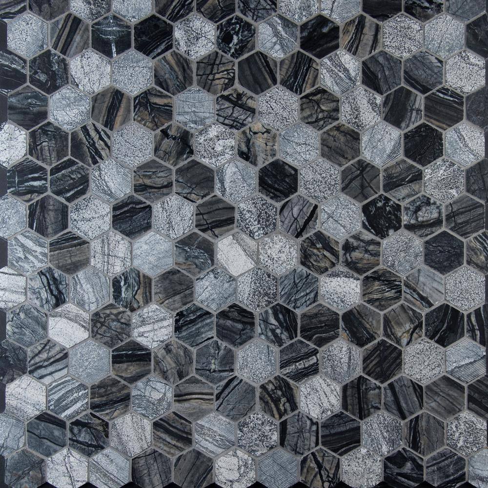 MSI Henley  Hexagon 12 in. x 12 in. Textured Marble Floor and Wall Mosaic Tile (1 sq. ft.  each) HENLEY-2HEX