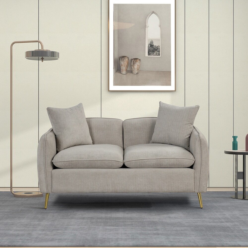 Modern Deep Seat Velvet Upholstered Sofa with Side Pocket and Pillows