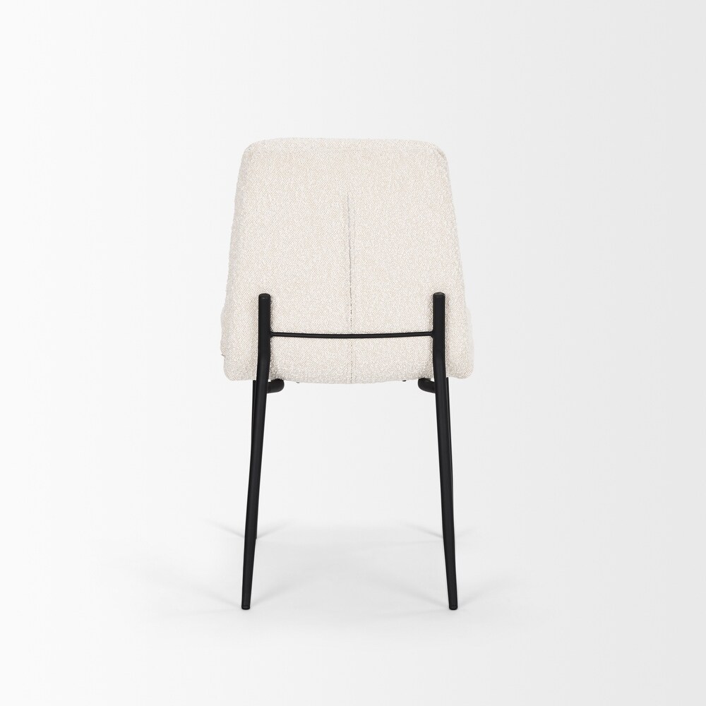 Eve Dining Chair w/ Cream Boucle Fabric   Matte Black Metal