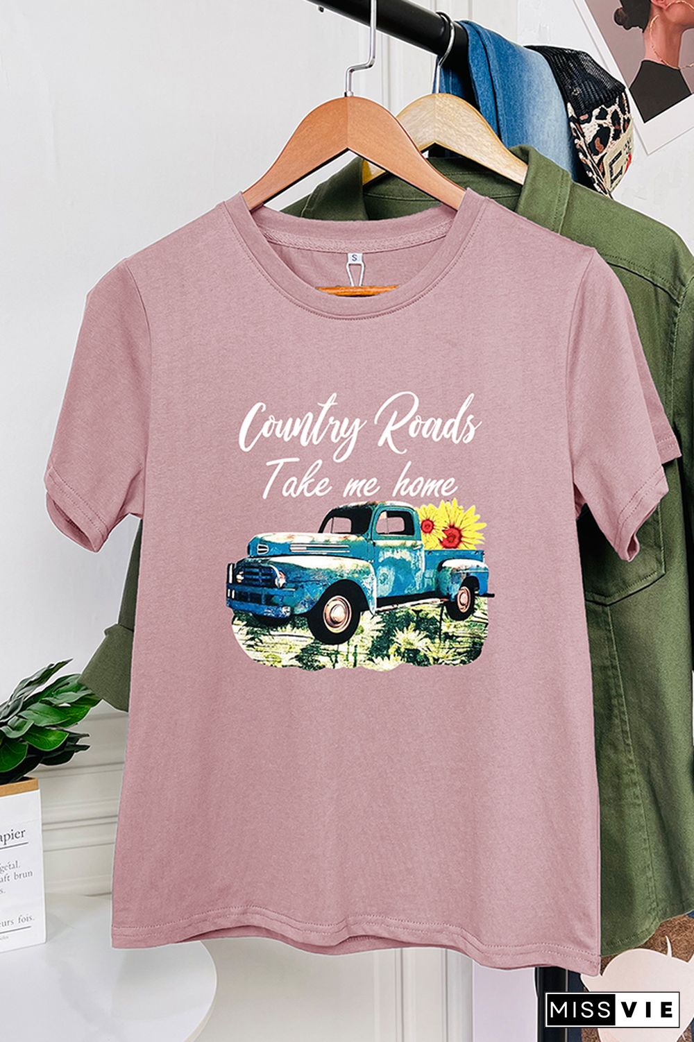 Country Road Take Me Home Print Short Sleeve Graphic Tee Wholesale