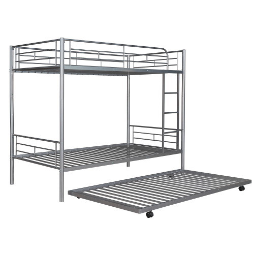 Twin Over Twin Metal Bunk Bed with Trundle  Can be...