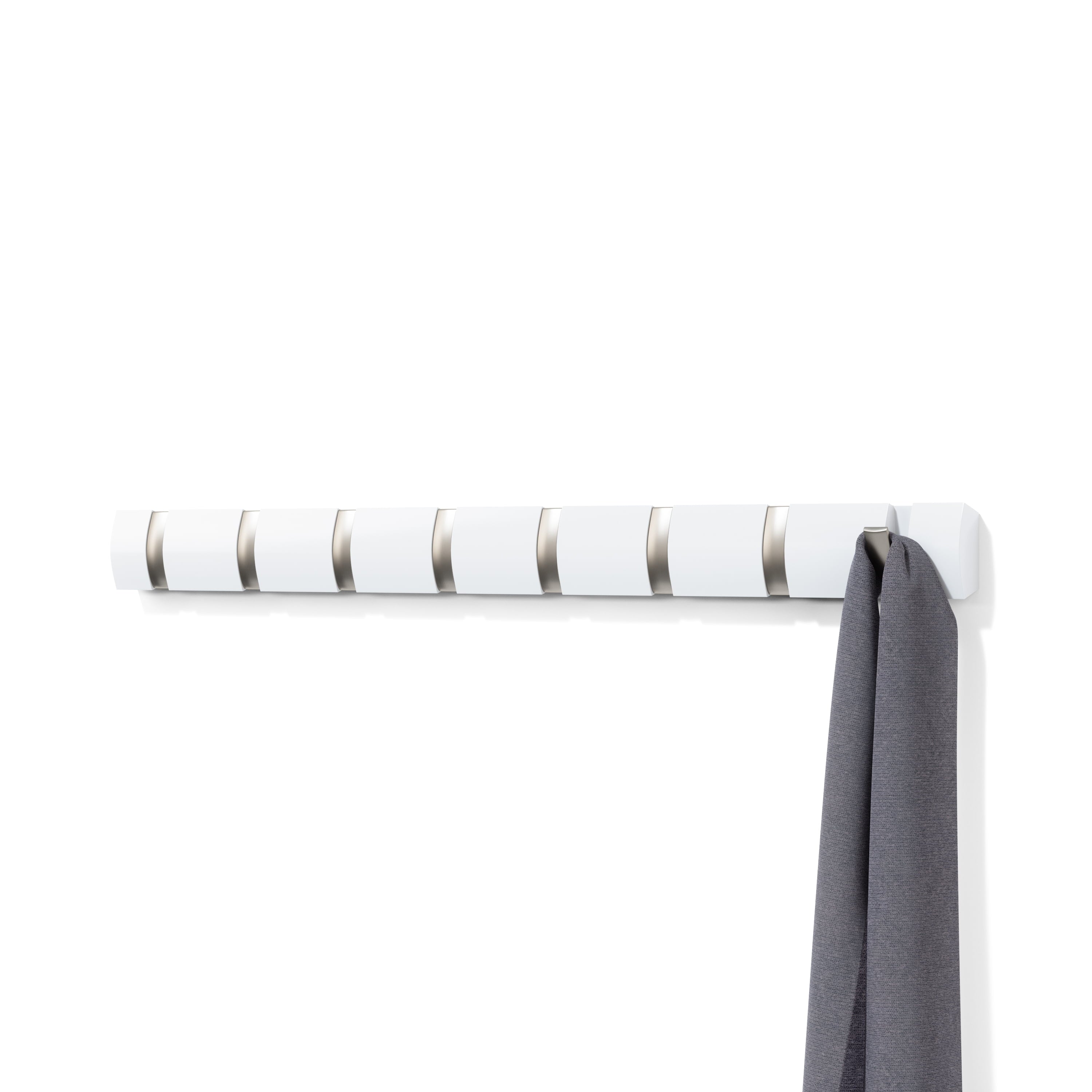 Umbra Flip 8 Hook Wall Mounted Coat Rack White