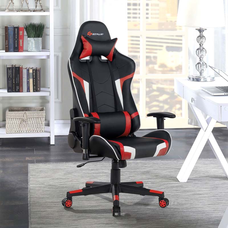 Ergonomic Swivel Massage Gaming Chair Recliner, E-Sport Gamer Racing Chair, Computer Office Chair with Headrest & Lumbar Support