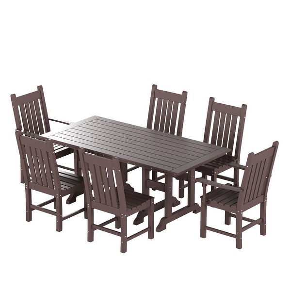 Polytrends Laguna Hdpe All Weather Outdoor Patio Dining Set with Rectangle Table，Side Chairs (7Piece Set)