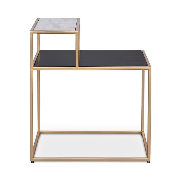 Aurelle Home Mietra Modern 2 Tier Geometric Side Table