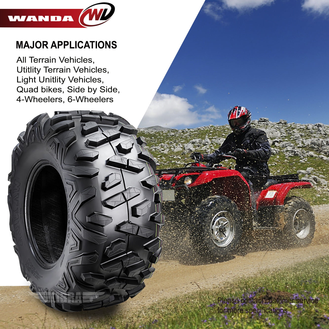 Set 4 WANDA ATV Tires 25X8X12 25X10X12 fit 07-10 Can-Am OUTLANDER 400 500 Bighorn Style