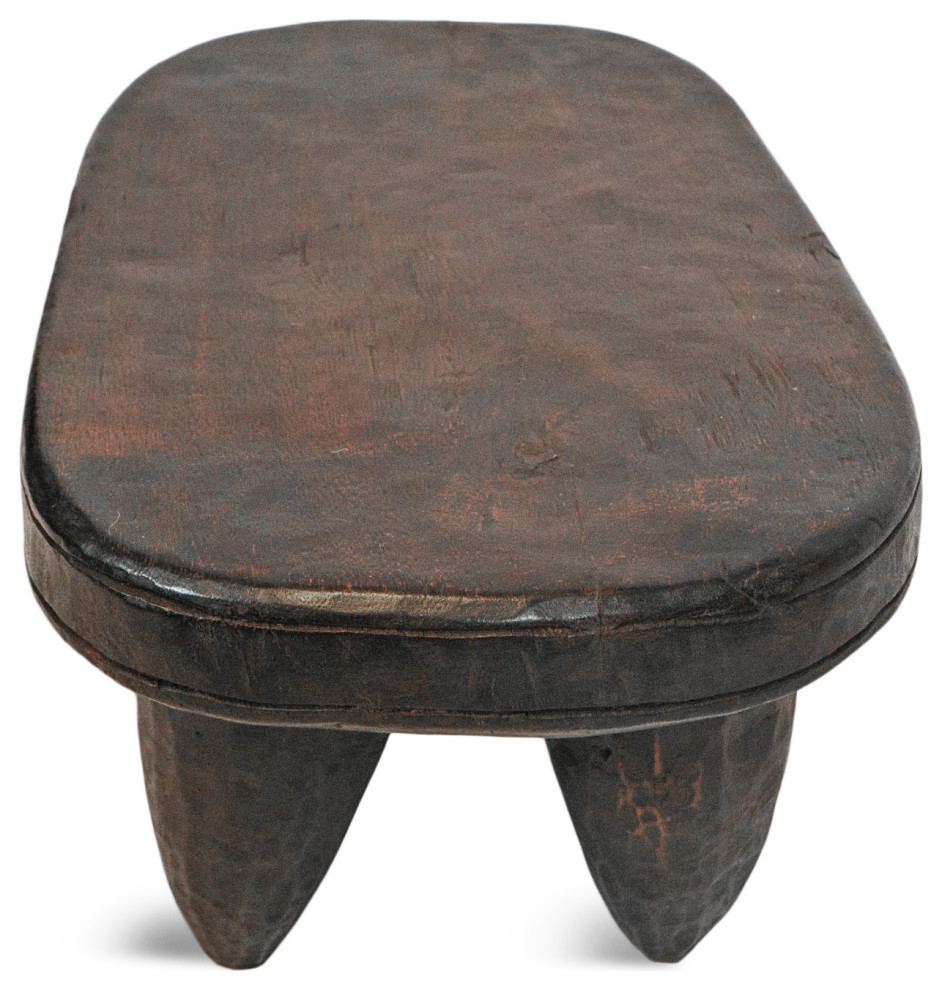 Consigned Vintage Oval Guinea Wood Stool 1   Rustic   Accent And Garden Stools   by Design Mix Furniture  Houzz