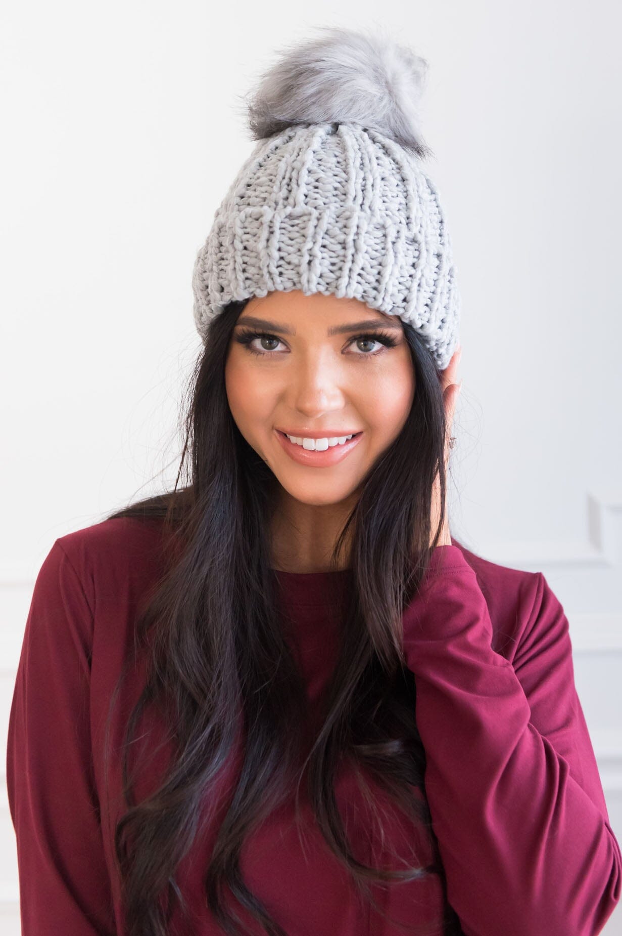 Stay Warm Faux Fur Pom Pom Beanie