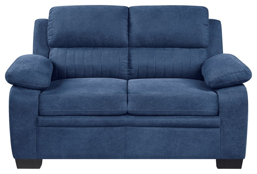 Lexicon Holleman Fabric Upholstered Love Seat in Blue Color   Contemporary   Loveseats   by Homesquare  Houzz