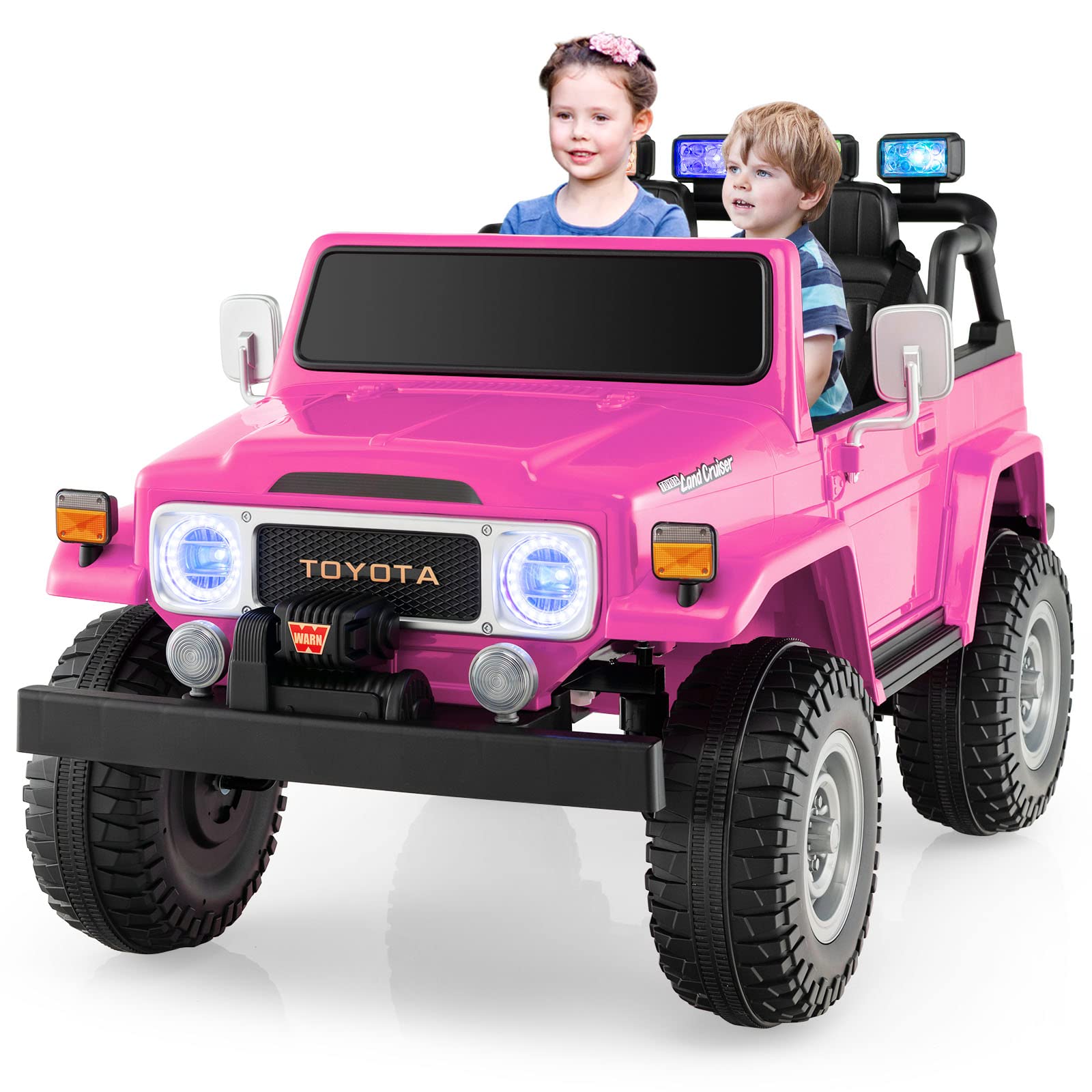 Costzon 2 Seater Ride on Car, 12V Licensed Toyota FJ40 Ride On Truck with 2.4G Remote Control (Pink)