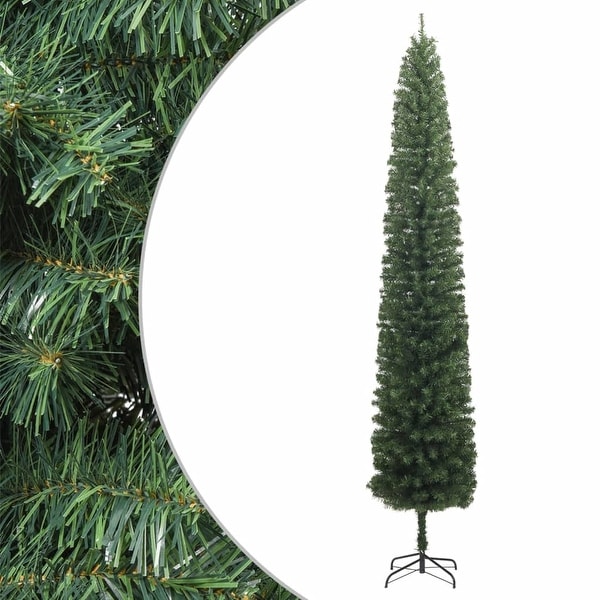 vidaXL Christmas Tree Decoration Artificial Slim Tree with Stand Green PVC