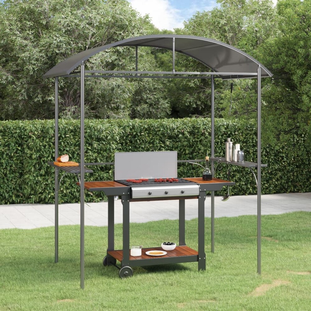 vidaXL BBQ Gazebo with Side Shelves Anthracite 86.6\