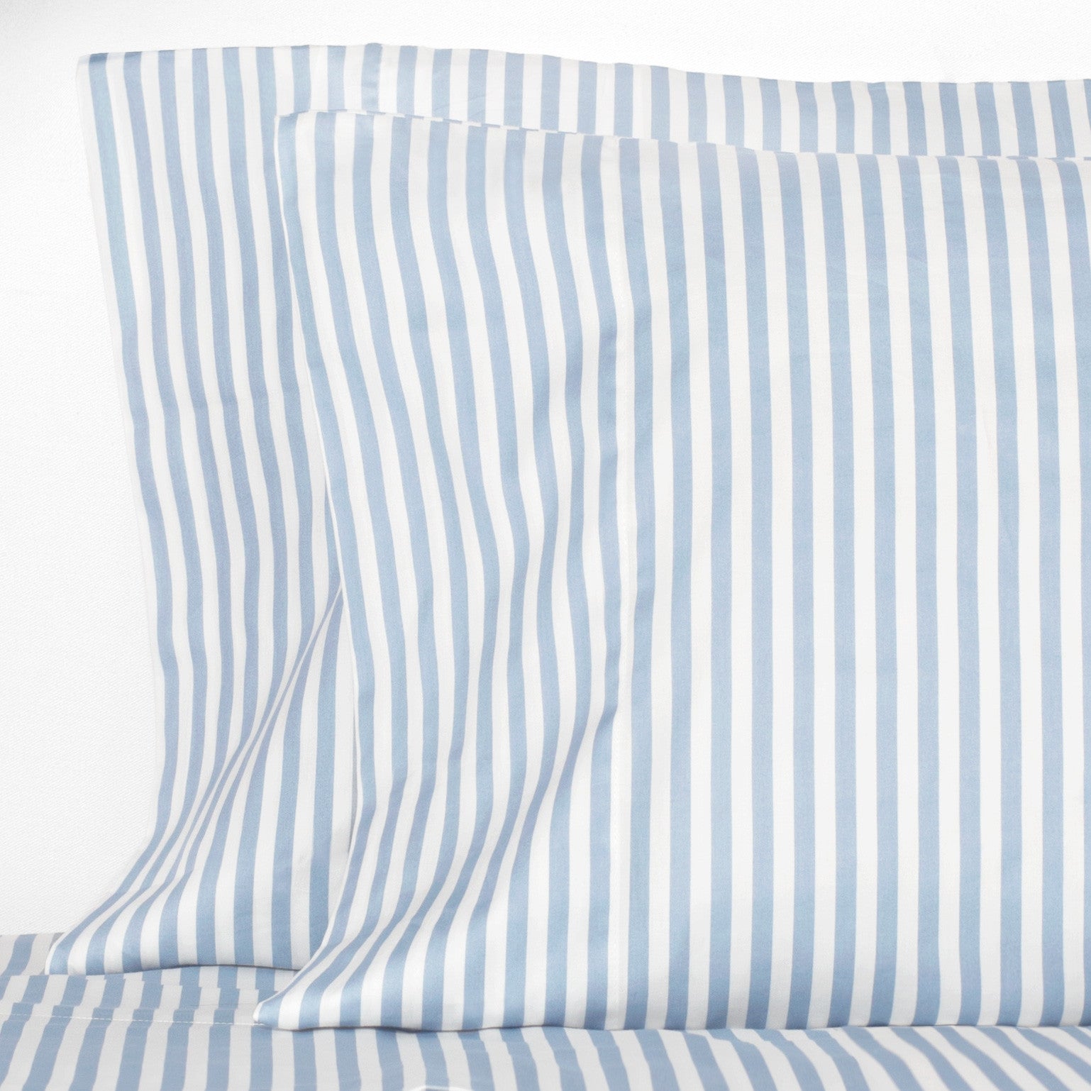 French Blue Striped Pillowcase Pair