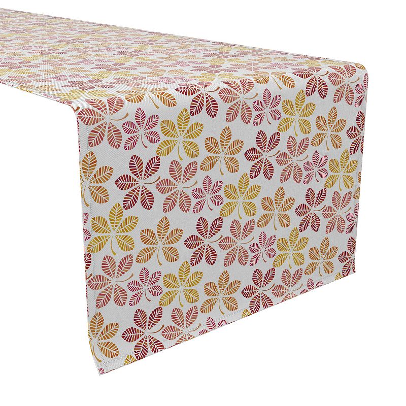 Table Runner， 100% Cotton， 16x90， Colorful Chestnut Leaves