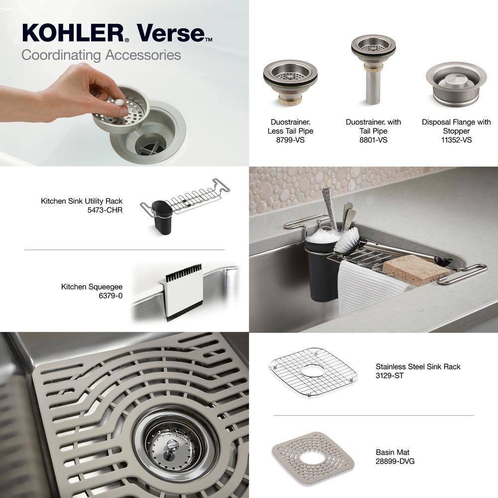 KOHLER Verse 33 in. Drop-in Double Bowl 20 Gauge Stainless Steel Kitchen Sink with 4-Holes K-RH5267-4-NA