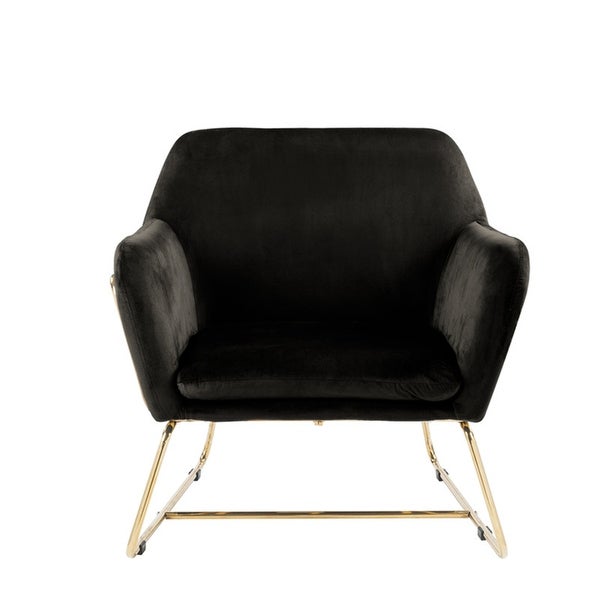 Modern Upholstered Velvet Accent Chair Armchair with Metal Base - 30