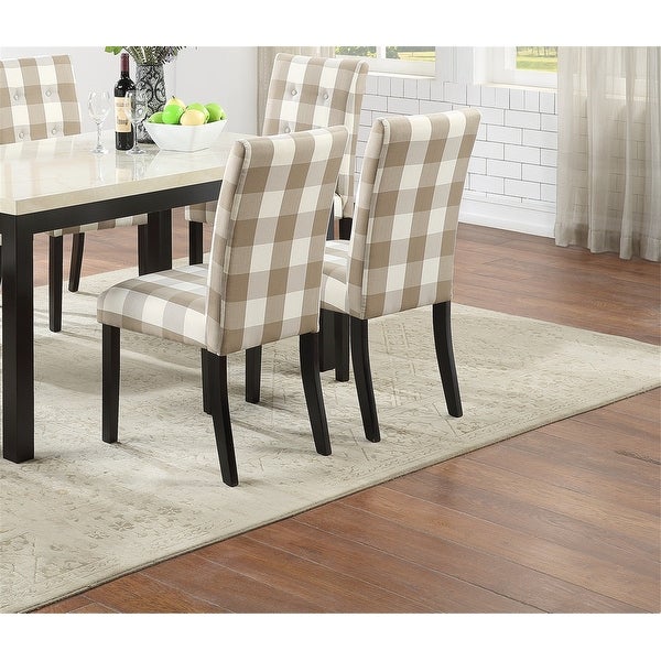 Dining Room Chairs Polyfiber Tufted Set of 2