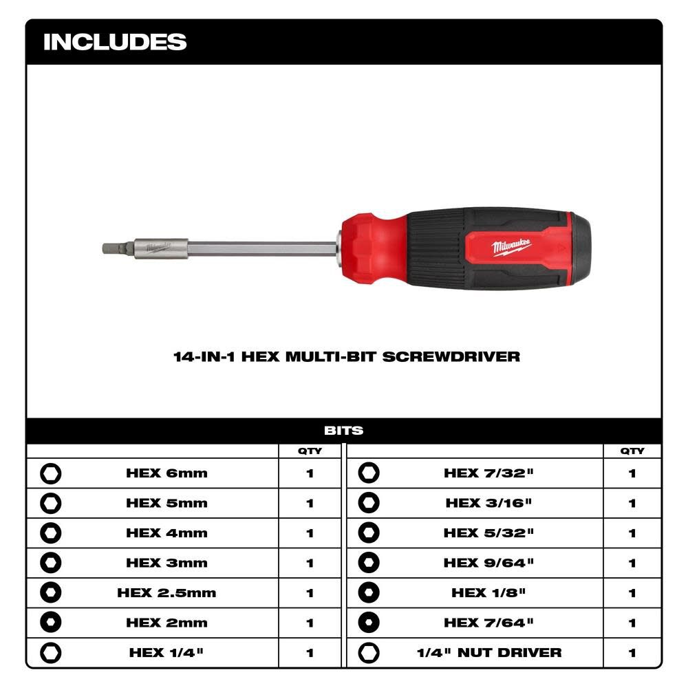 Milwaukee 14-in-1 Hex Multi-Bit Screwdriver 48-22-2908 from Milwaukee