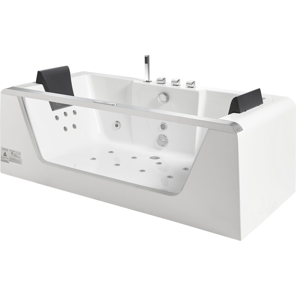 Eago AM196ETL 6 ft Clear Rectangular Acrylic Whirlpool Bathtub for Two