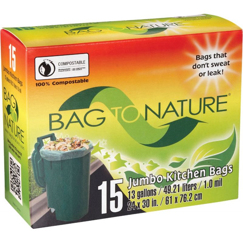 Bag-To-Nature Compostable Trash Bag 13 Gal. Green