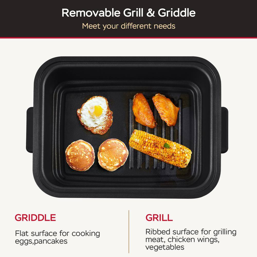 Tafole 6 qt. Matte Black Smokeless Electric Grill Air Fryer with Preset Function and Removable Non-Stick Plate PYHD-8220