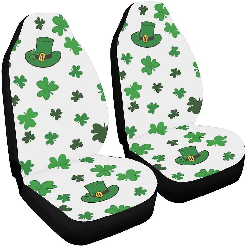 Set Of 2 Car Seat Covers Four Leaf Clover Hat St Universal Auto Front Seats Protector Fits For Car，suv Sedan，truck D 75592