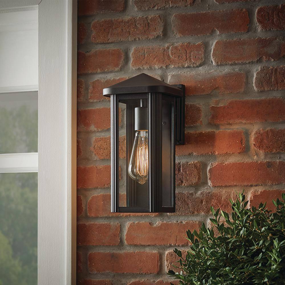 Hampton Bay Granby 1-Light Black Outdoor Wall Light Fixture with Clear Glass (2-Pack) 51130T BK