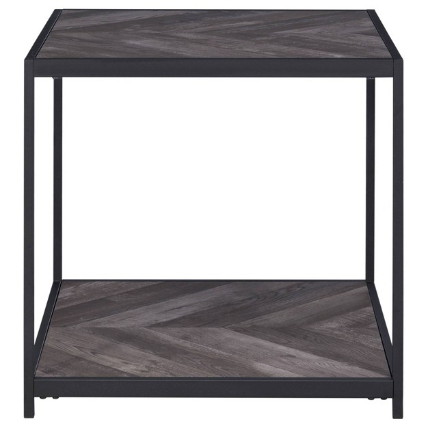 Beckley Wood End Table Gray Herringbone black Coaster