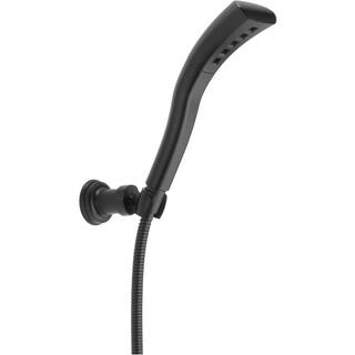 Delta 1-Spray Patterns 1.75 GPM 2.34 in. Wall Mount Handheld Shower Head with H2Okinetic in Matte Black 55421-BL