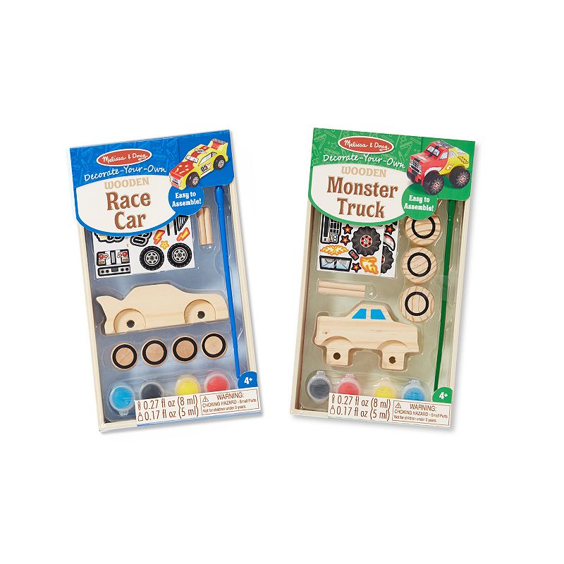 Melissa and Doug Decorate-Your-Own Race Car and Monster Truck Bundle