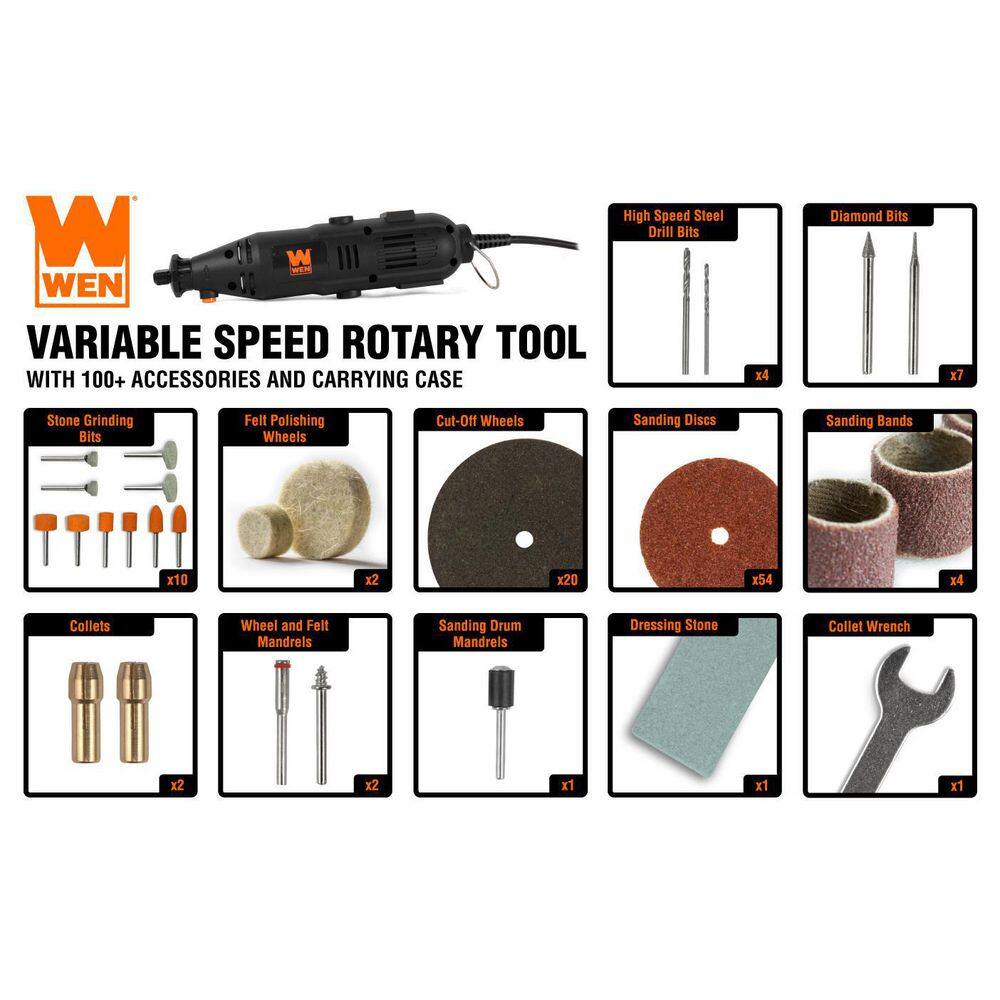 WEN 1 Amp Variable Speed Rotary Tool with 100 Plus Accessories 23101