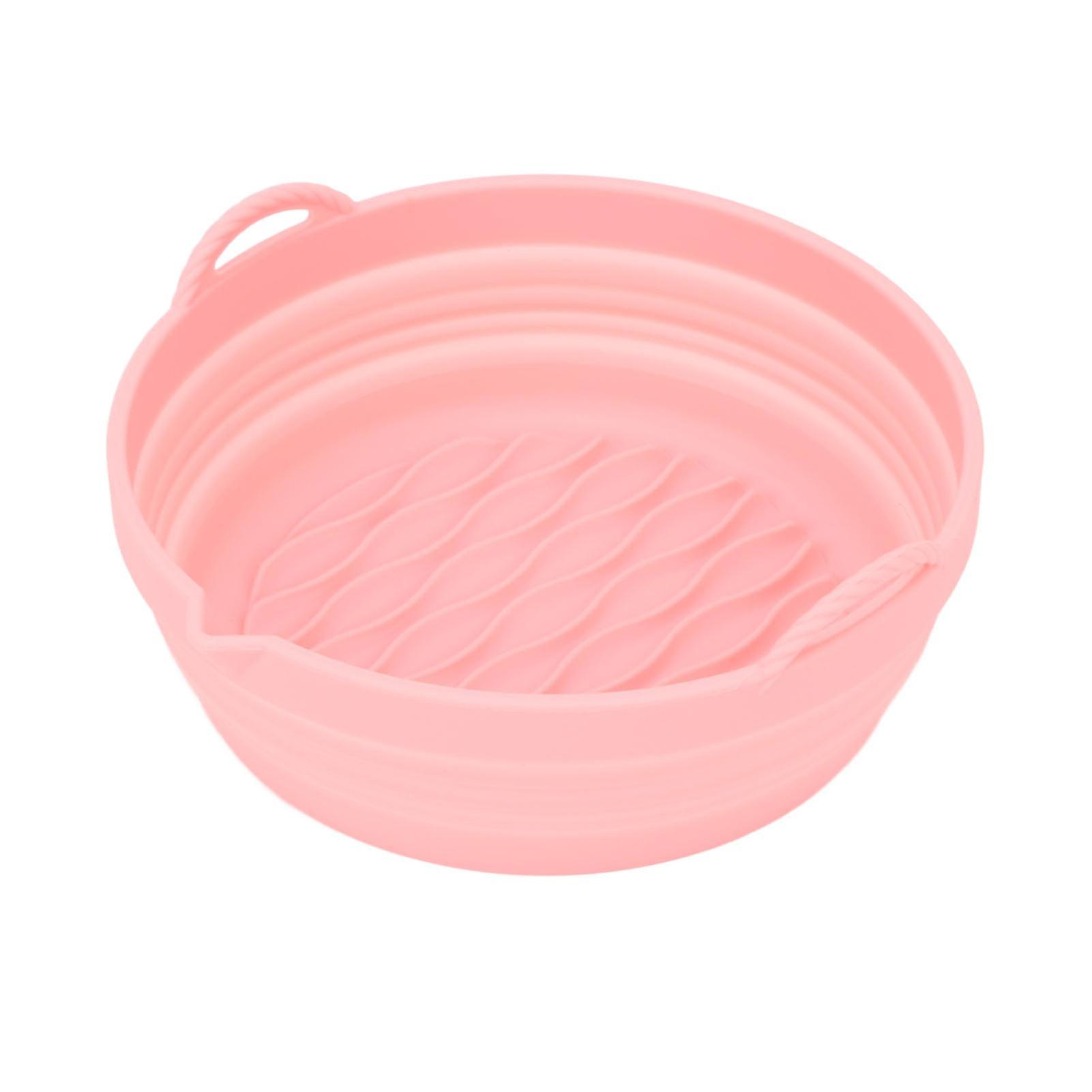 Silicone Air Cooker Pot Round Foldable Fryer Liner Tray Replacement for Kitchen Cooking Accessories Pink