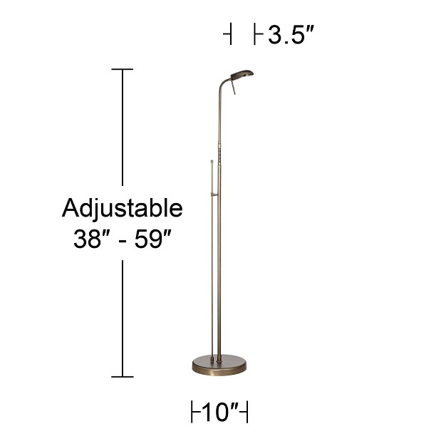 Tall Dark Brass Metal Led Adjustable Gooseneck Head For Living Room Reading Bedroom Office